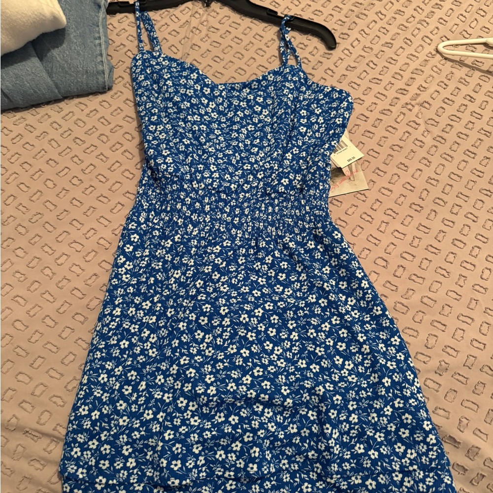 Blue Floral Midi Dress